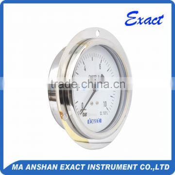 stainless steel glycerine or silicone oil filled pressure gauge with front flange