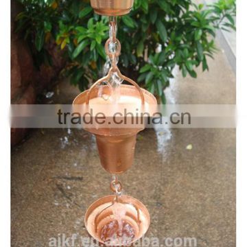 8feet Bell Hammered Copper Rain Chains