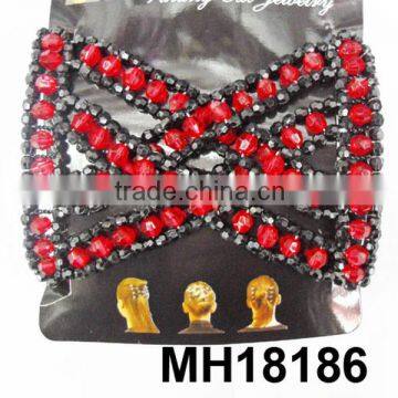 black red magic comb stretch beaded hair comb