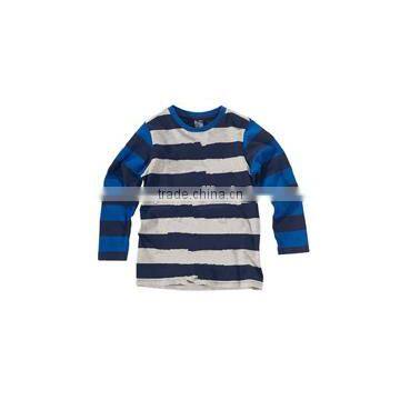 custom logo imprinted cotton stripe rich long sleeved t-shirt boys33