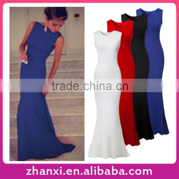 In stock solid color slim maxi long sexy party dress woman