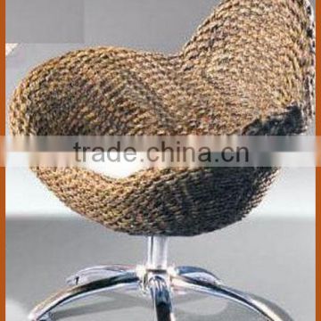 Round Rattan Chair With Swivel Base Office Use