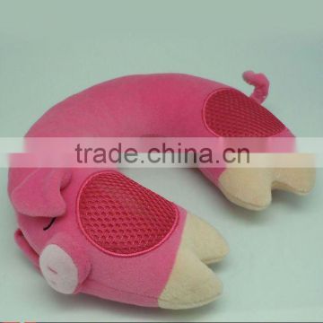 wholesale pink soft plush neck pillow with speaker