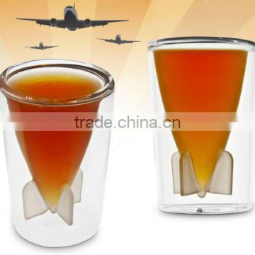 Fashion double wall Shot Glass for wine set of 2