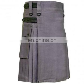 Grey Fashion Kilt Adjustable with Leather Straps