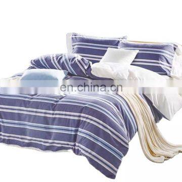 Custom korean stripe hotel bedding four sets 100% Cotton Flat Sheet , Quilt Cover , Bed Linen With Pillow Case