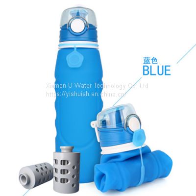 BPA Free Sport Foldable Camping Water Bottle 550mL With Virus Removal Filter
