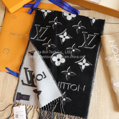 Wholesale the latest style LV scarf metal wire double-row logo Louis Vuitton high-density sheep wool scarf