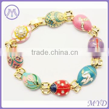 customized copper half faberge egg bracelet ladybug charms handmade bracelet