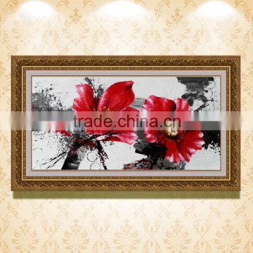 factory supply hand painted Red flower modern decorative canvas oil painting on wz-277