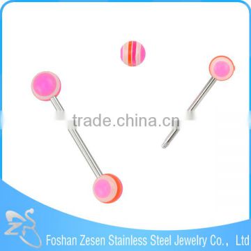 Beautiful Pink Epoxy Ball 316L Surgical Steel Barbell Cheap Tongue Rings