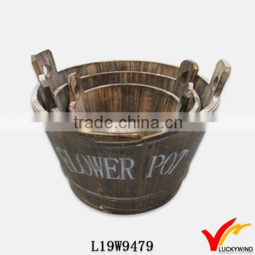 French Country Planter Old Antique Wood Bucket