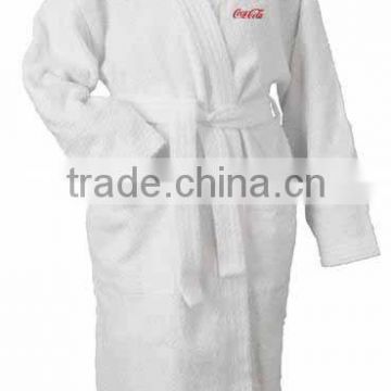 white color bathrobe with embroidery logo