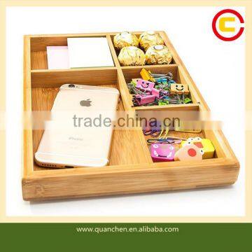 Useful simple bamboo compartment storage box