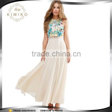 Hot Sale Multicolored Embellished Crop Top Maxi Girl Dress
