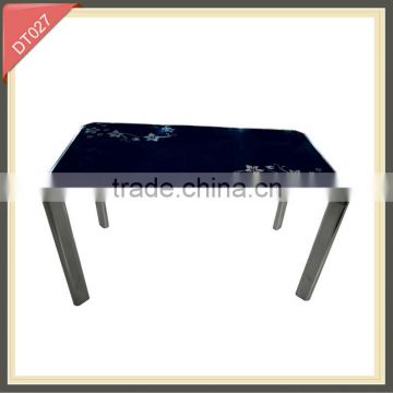 modern iron marble model tempered glass 4 seater dining table set