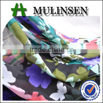 Shaoxing Mulinsen textile flower printed woven chiffon fabric printed