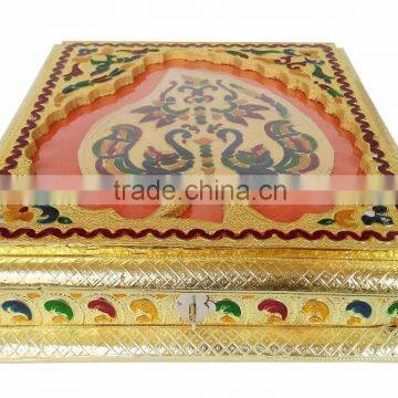 Square/ Rectangular Inner Cutting Leaf designed decorative handmade Wooden Meenakari Dry-fruit tray