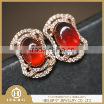 elegant ladies Garnet crystal earring orange color gemstone