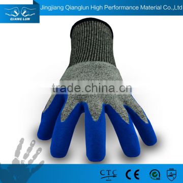 QLSAFETY Nitrile palm coated HPPE shell work gloves anti cut 3 en388 4342