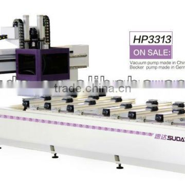 SUDA heavy Duty Cantilever woodworking cnc router machine center with imported gang drill,mobile adsorption