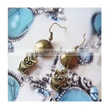 fashion vintage charm earrings, fashion owl charm jewelry, promotion gift jewelry