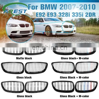 Front Grille Kidney Grill For BMW E92 E93 M3 328i 335i 2Door 2007 2008 2009 Car Styling Gloss Matte Black M-color Dual Line