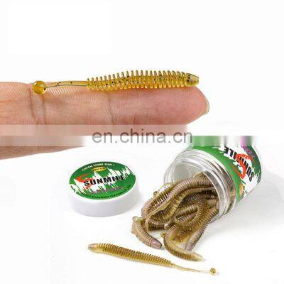 Amazon 5cm 6cm 8cm 20pcs/bottle Canned Earthworm Soft Fishing Bionic Bait Lure  Bass Fishing Artificial Soft Lure