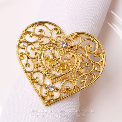 Cheap Wholesale Luxury Heart Shaped Napkin Ring Holder For Wedding Table