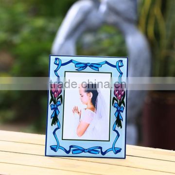 Custom Sky Blue Glass Photo Frame With Best Price