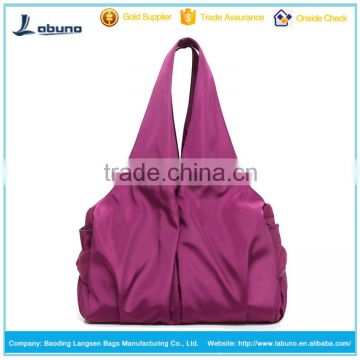 Practical foldable nylon maroon multifunctional tote bag