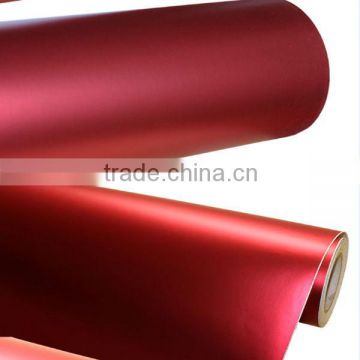 High stretch self-adhesive metallic car wrapping red chrome matt