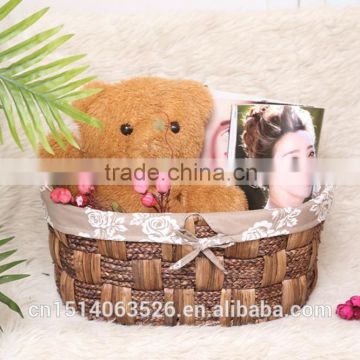 water hyacinth and maize husk basket.rounded storage basket