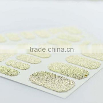 Custom sexy 3D pale gold mini beads nail design sticker caviar nail patch 14 day nail decals