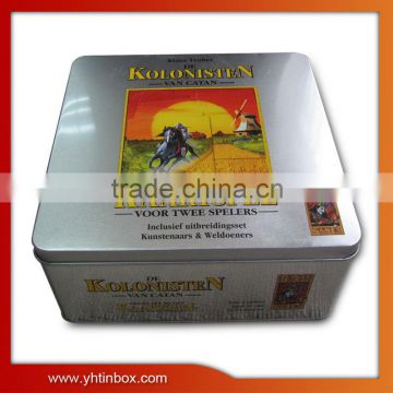 square chinese tea tin box