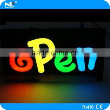 Acrylic front panel full color LED open sign with high brightness