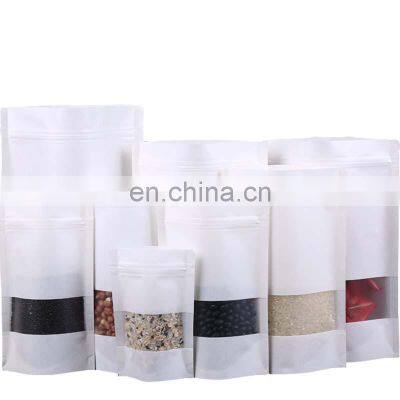 250g 500g Customized printed PLA biodegradable food white black clear craft kraft paper stand up pouches with window