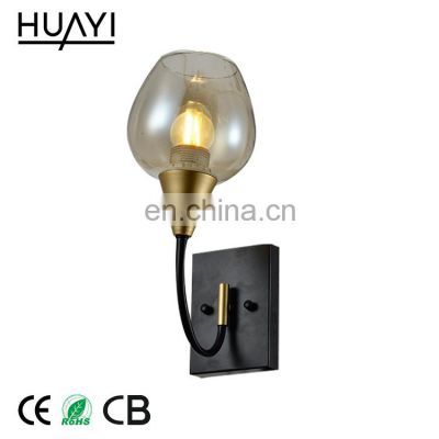 HUAYI Cheap Price Modern Classic Latest Indoor Clear Glass 60W Wall Light