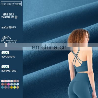 Breathable 4 Way Stretch Nylon Spandex Fabric Custom Color Interlock Yoga Knitted Fabric