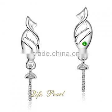 2015 Fashion fish style wholesale 925silver pearl earring mounting