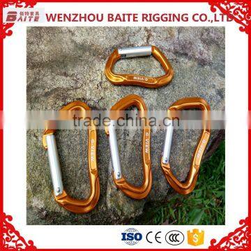 Golden Aluminum Embossed Snap Hook,Outdoor Sports S Hook Carabiner With Snap Hook Breakign load 2200kg For Climbing Use