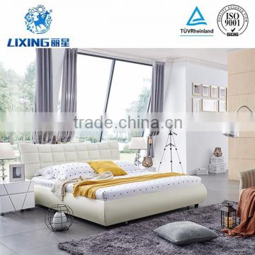 Bedroom Noble White Upholstered Leather Bed