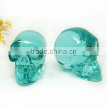 Light Blue Glass Crystal Skull For Decoration