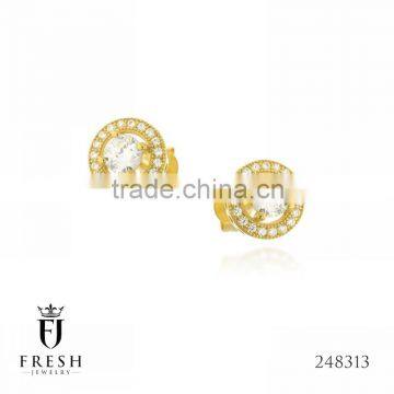 Fashion Gold Plated Earring - 248313 , Wholesale Gold Plated Jewellery, Gold Plated Jewellery Manufacturer, CZ Cubic Zircon AAA