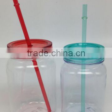 new style plastic water bottle wide mouth mason jar 16 OZ 100% BPA free