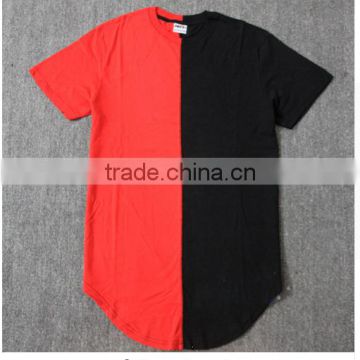 New design elongated high quality side zip t-shirt/Design Big Blank T-shirts