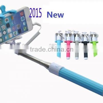 Wired Selfie Stick with Mirror and Foldable Phone Holder