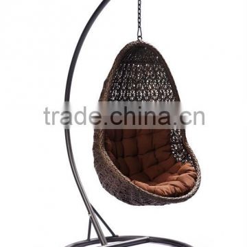 swing hanging chair in 3.0 round wicker in brown color with seat and back cushion
