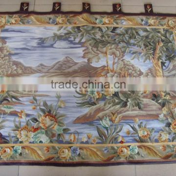 Scenery embroidery artificial silk imitate handmade aubussson wall hanging