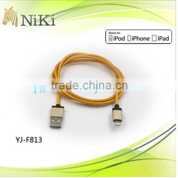 Colorful braided MFI cable for iphone 5/6, ipad 8pin cable